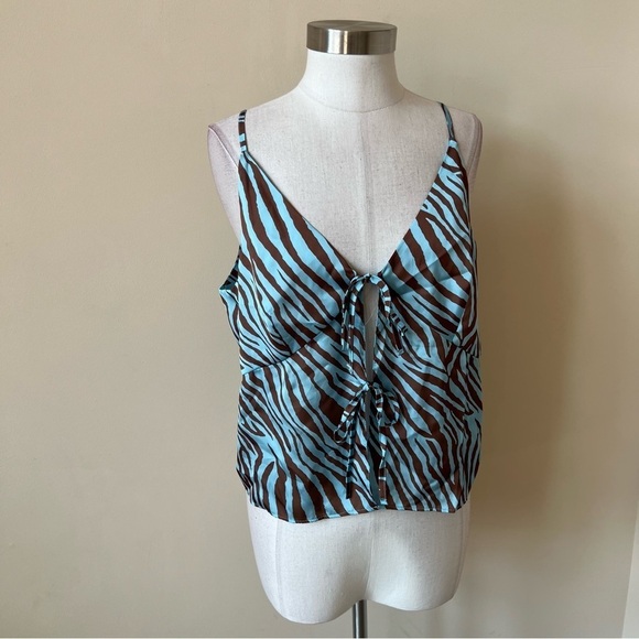 ASOS design zebra animal print tie front cami tank 13197 - Picture 2 of 9